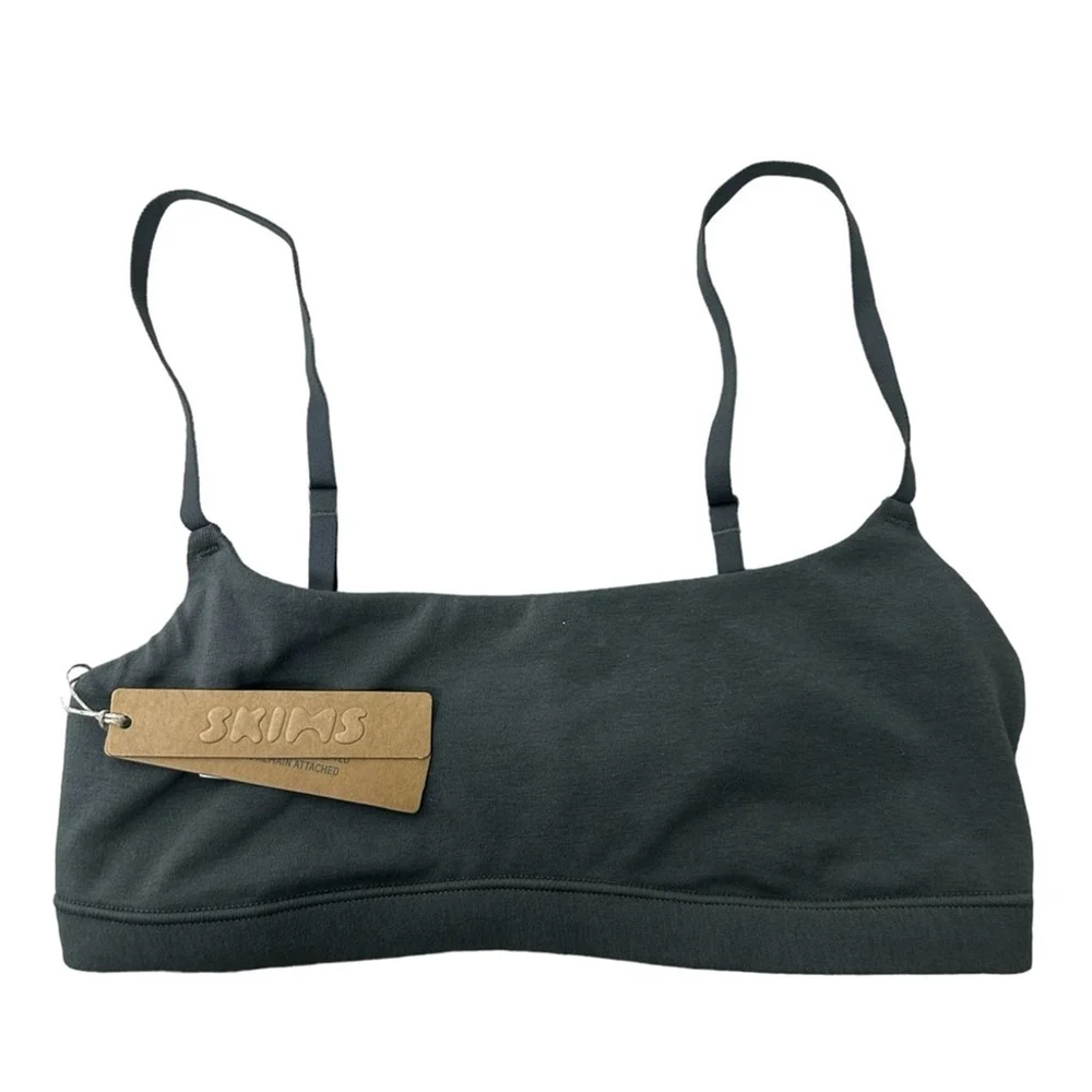 Skims Kim K Cotton Jersey Scoop Neck Wireless Comfort Bralette Juniper Size XXS